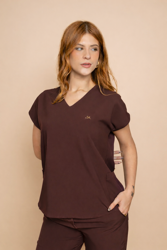 Pijama Cirurgico Feminino Café Monise