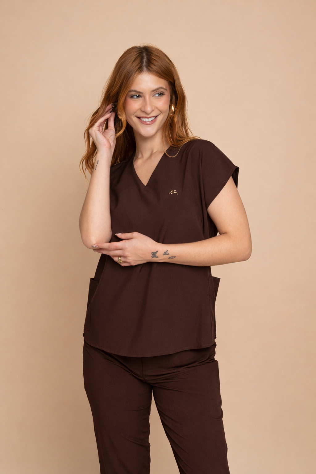 Pijama Cirurgico Feminino Café Monise