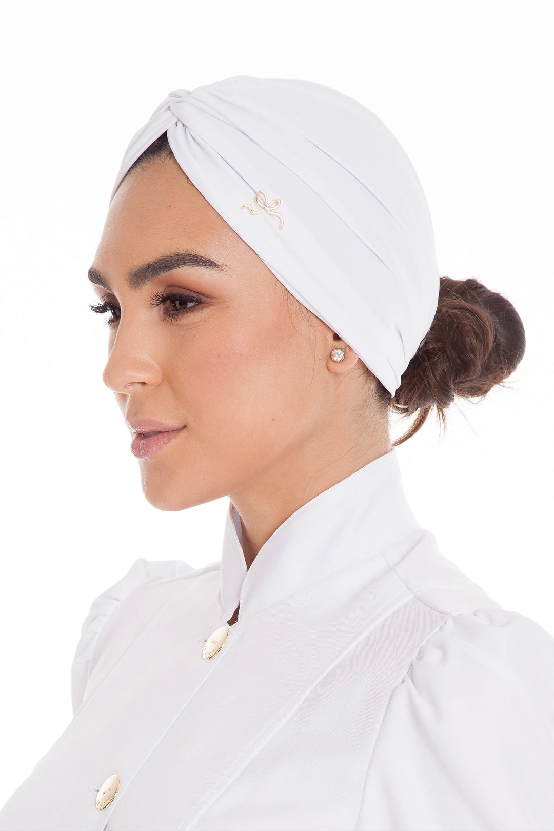 Faixa Turbante Branca Bardot | Elegância e Conforto Profissional