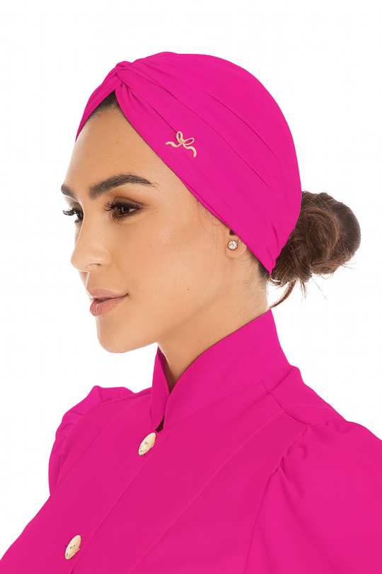 Faixa Turbante Rosa Pink Bardot | Elegância e Conforto Profissional