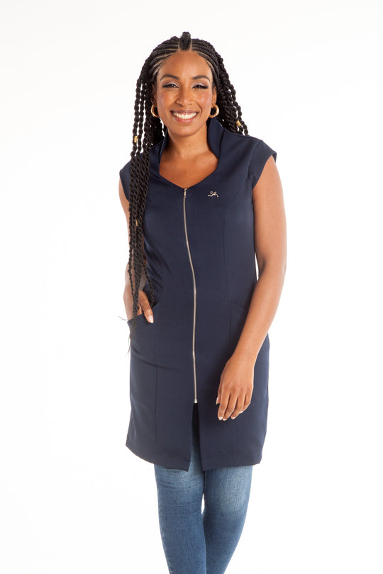 Jaleco Feminino Sem Manga azul marinho Julie | Jalecos Le Petit