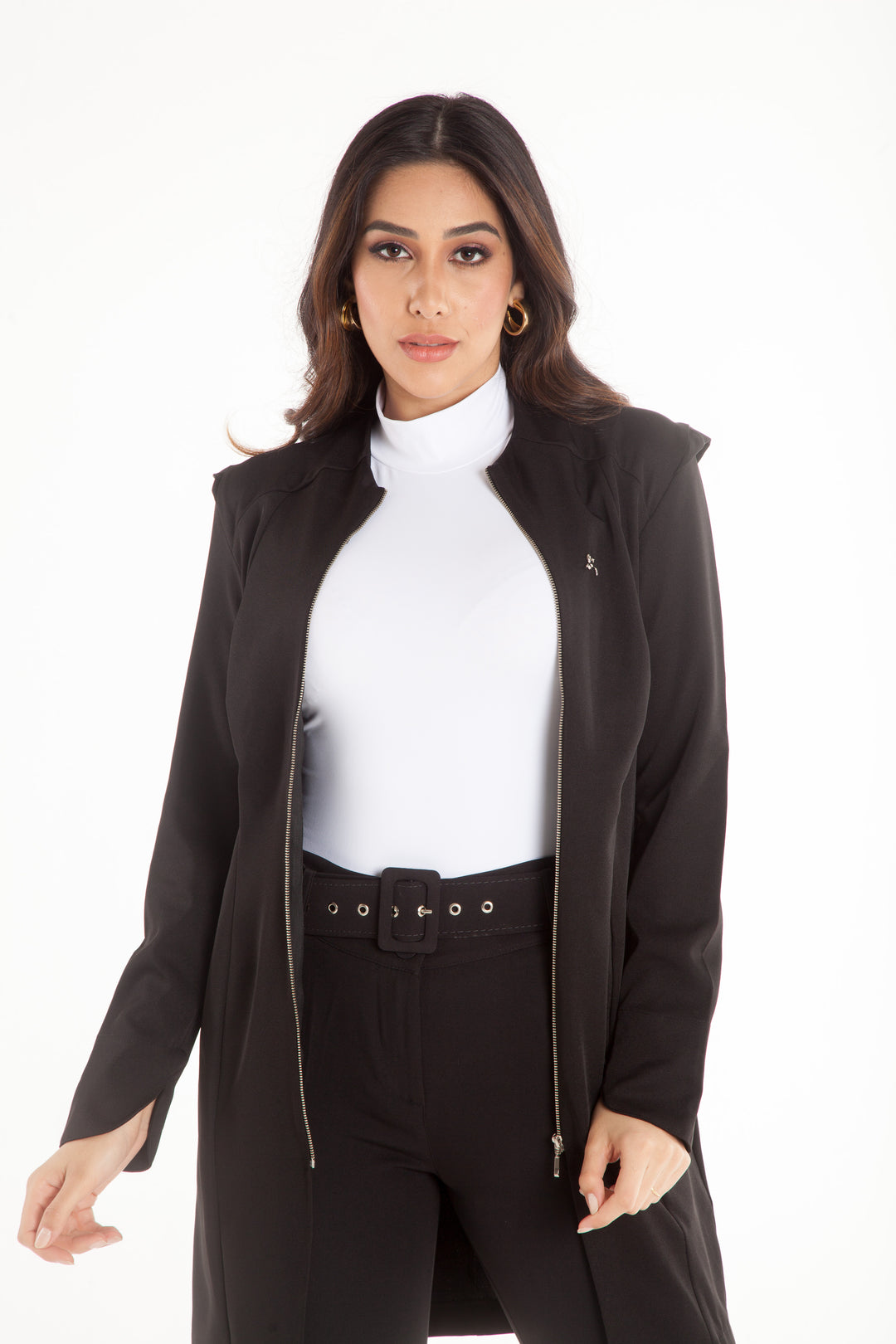 Jaleco Feminino Manga Longa Preto Brigitte