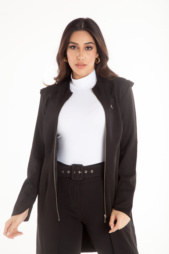 Jaleco Feminino Manga Longa Preto Brigitte