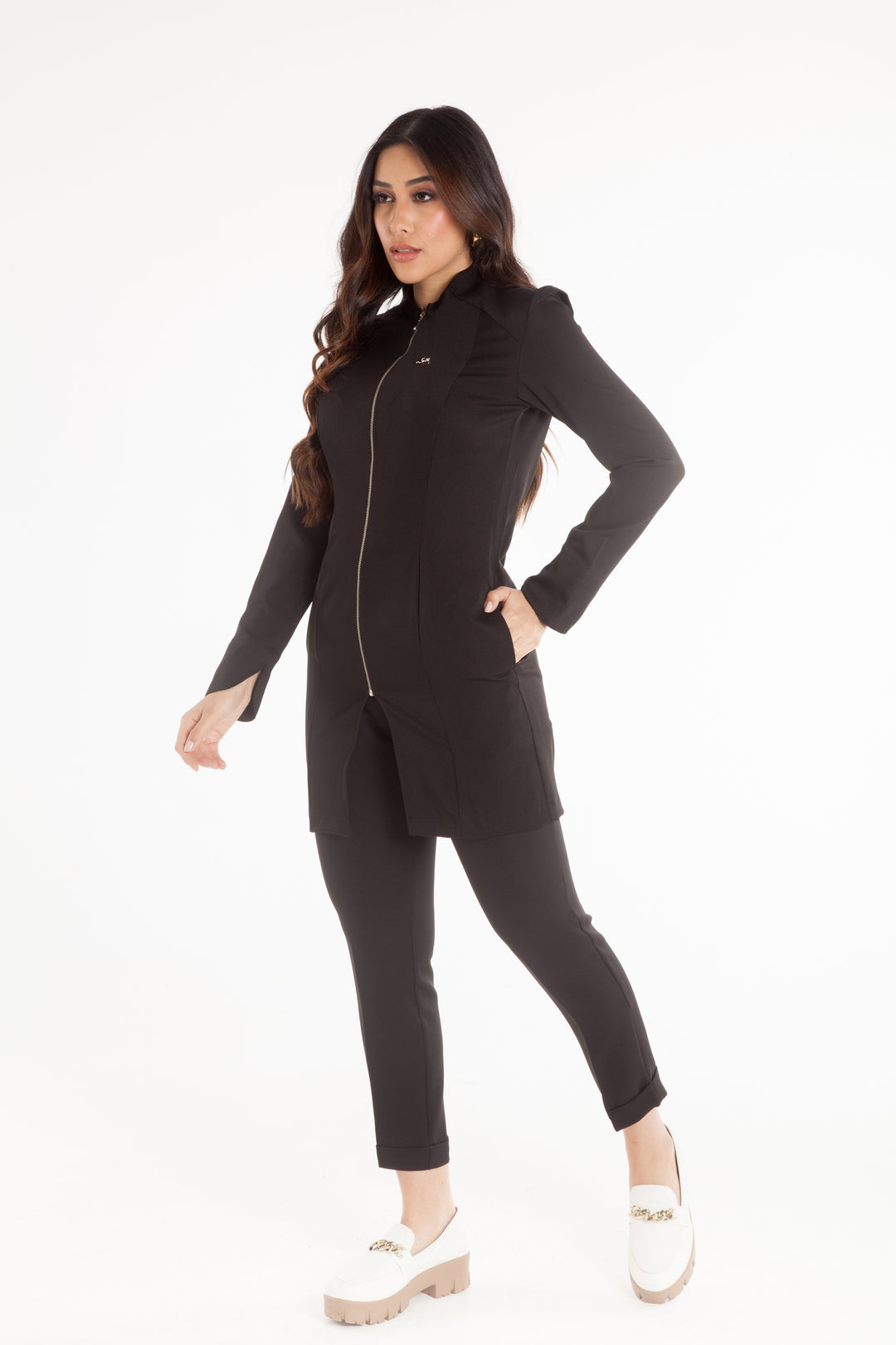 Jaleco Feminino Manga Longa Preto Brigitte