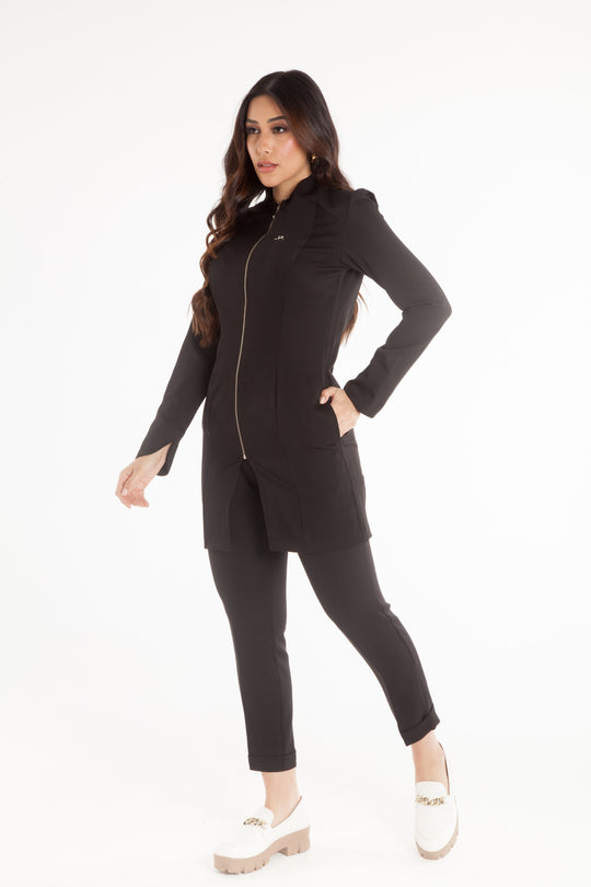 Jaleco Feminino Manga Longa Preto Brigitte