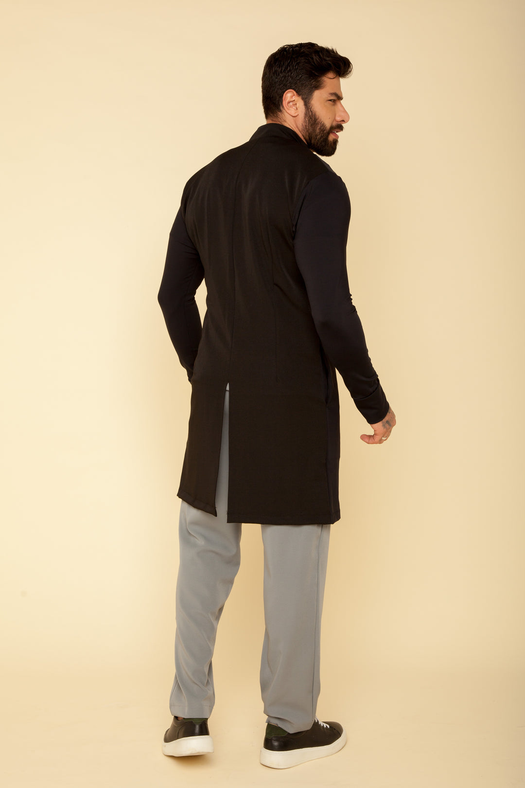 Jaleco Masculino Manga Longa Preto Theo