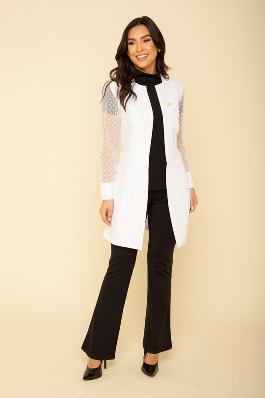 Jaleco Feminino Manga Longa Branco Eva Tule