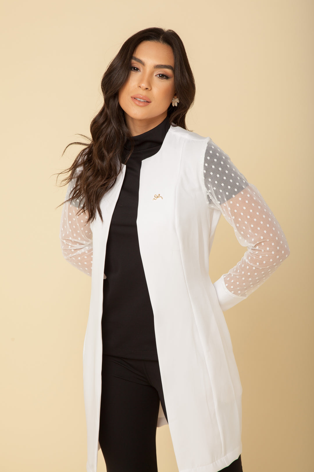 Jaleco Feminino Manga Longa Branco Eva Tule