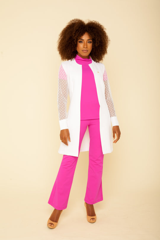 Jaleco Feminino Manga Longa Branco Eva Tule