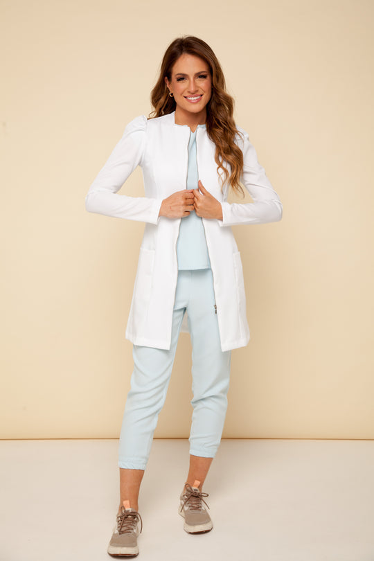 Jaleco Feminino Manga Longa Branco Lille