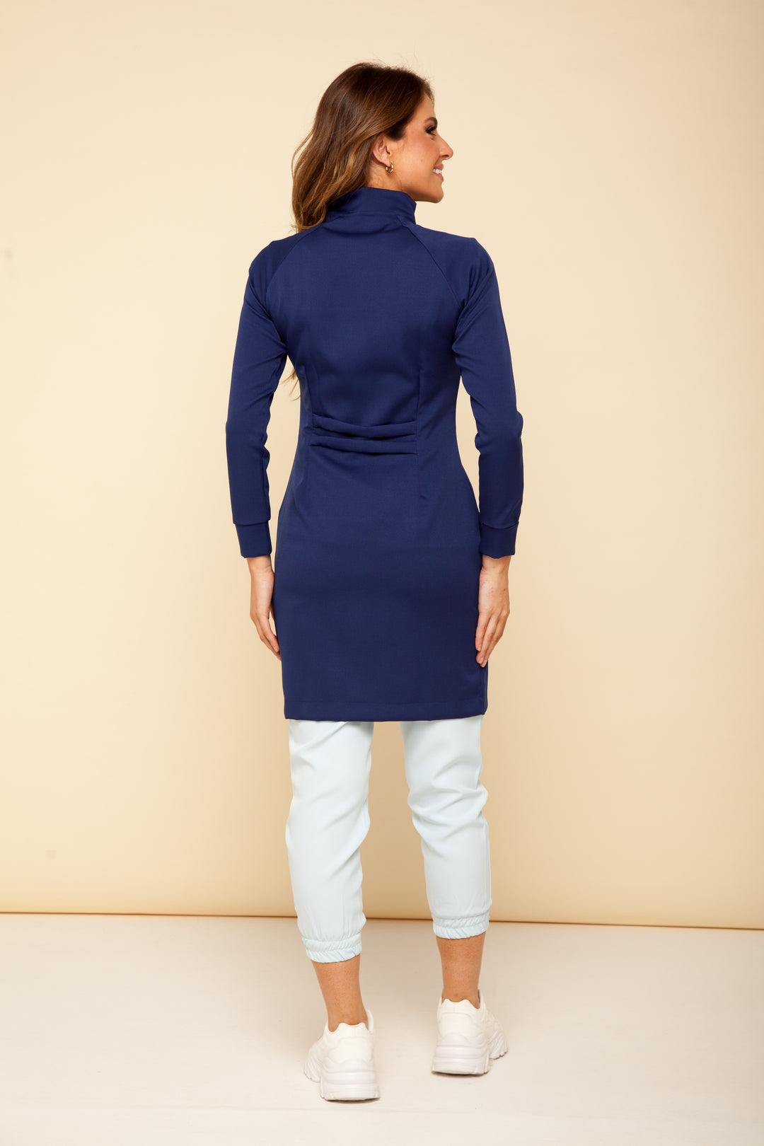 Jaleco Feminino Manga Longa Azul Marinho Louise