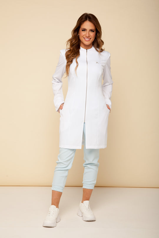 Jaleco Feminino Manga Longa Branco Brigitte