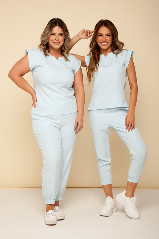 Pijama Cirúrgico Feminino Azul Bebê Belle