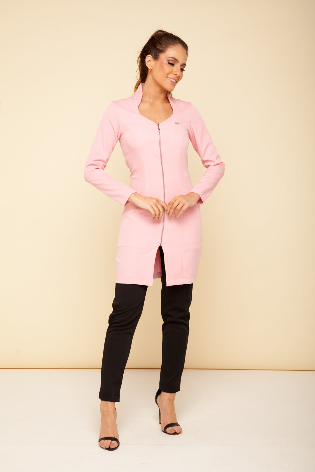 Jaleco Feminino Manga Longa Rosa Julie