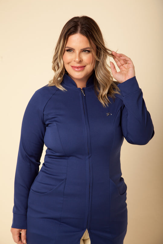 Jaleco Feminino Manga Longa Azul Marinho Louise