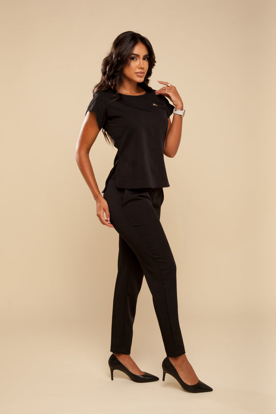 Pijama Cirúrgico Feminino Preto Cannes