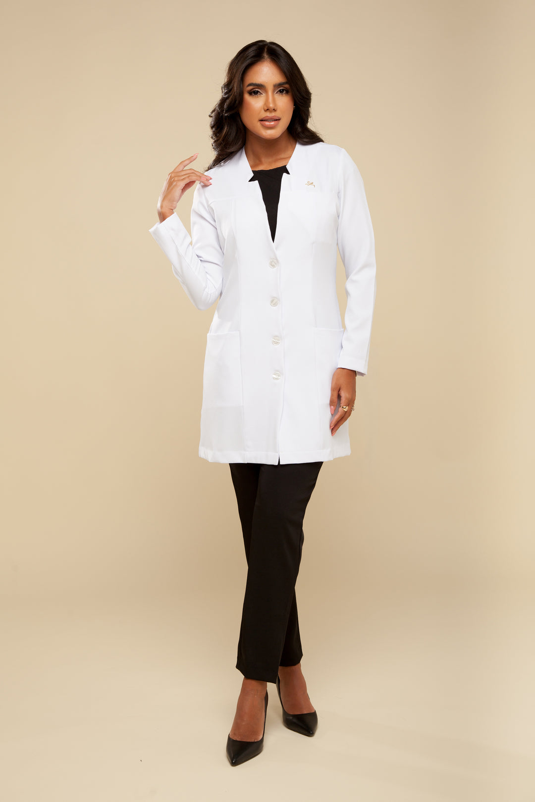 Jaleco Feminino Manga Longa Branco Chloe