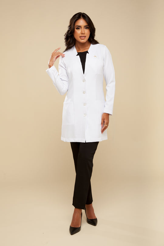 Jaleco Feminino Manga Longa Branco Chloe