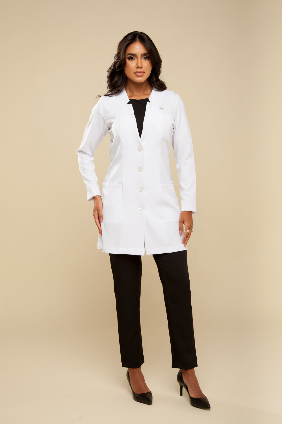 Jaleco Feminino Manga Longa Branco Chloe