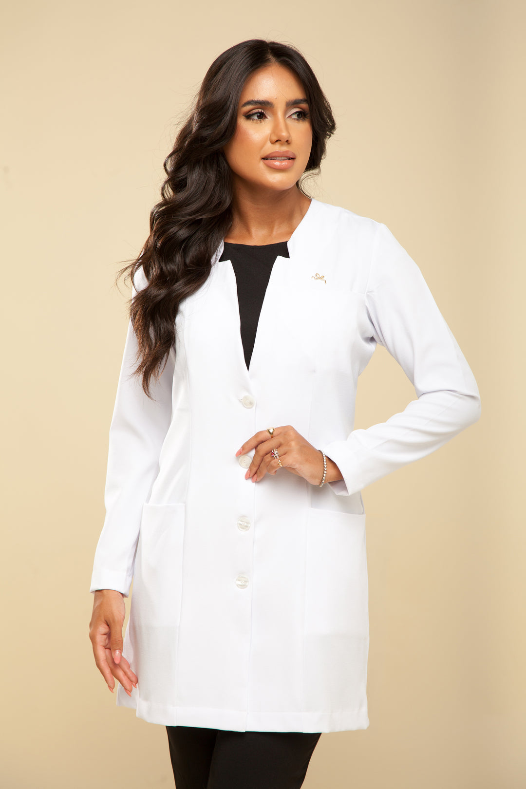 Jaleco Feminino Manga Longa Branco Chloe