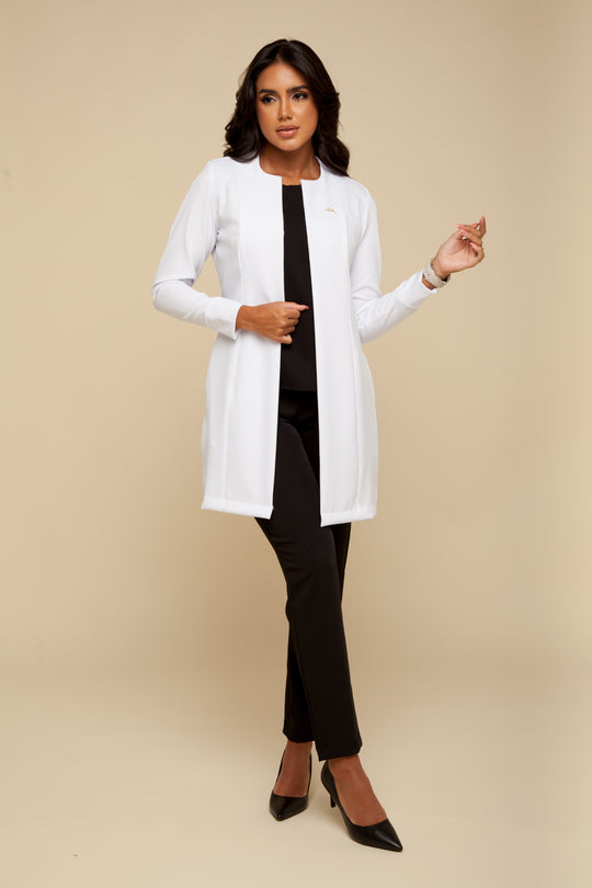 Jaleco Feminino Manga Longa Branco Eva