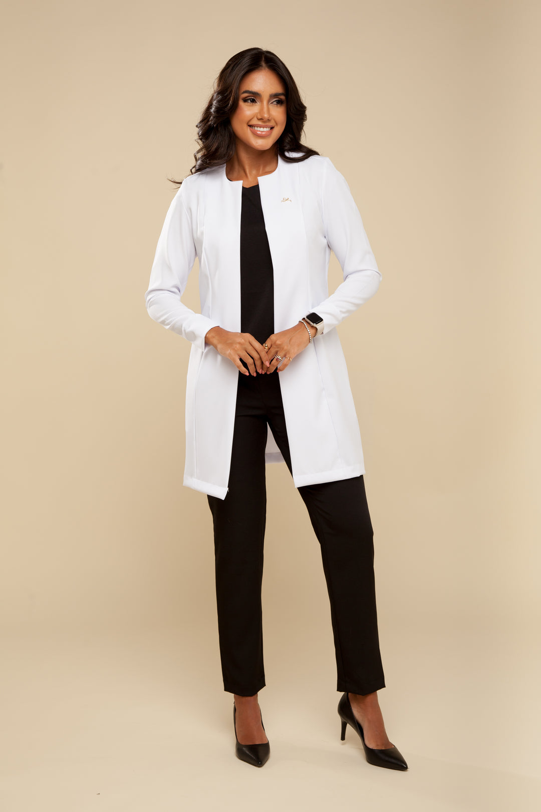 Jaleco Feminino Manga Longa Branco Eva