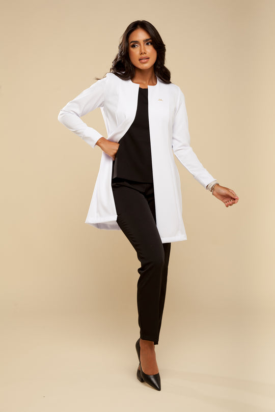 Jaleco Feminino Manga Longa Branco Eva