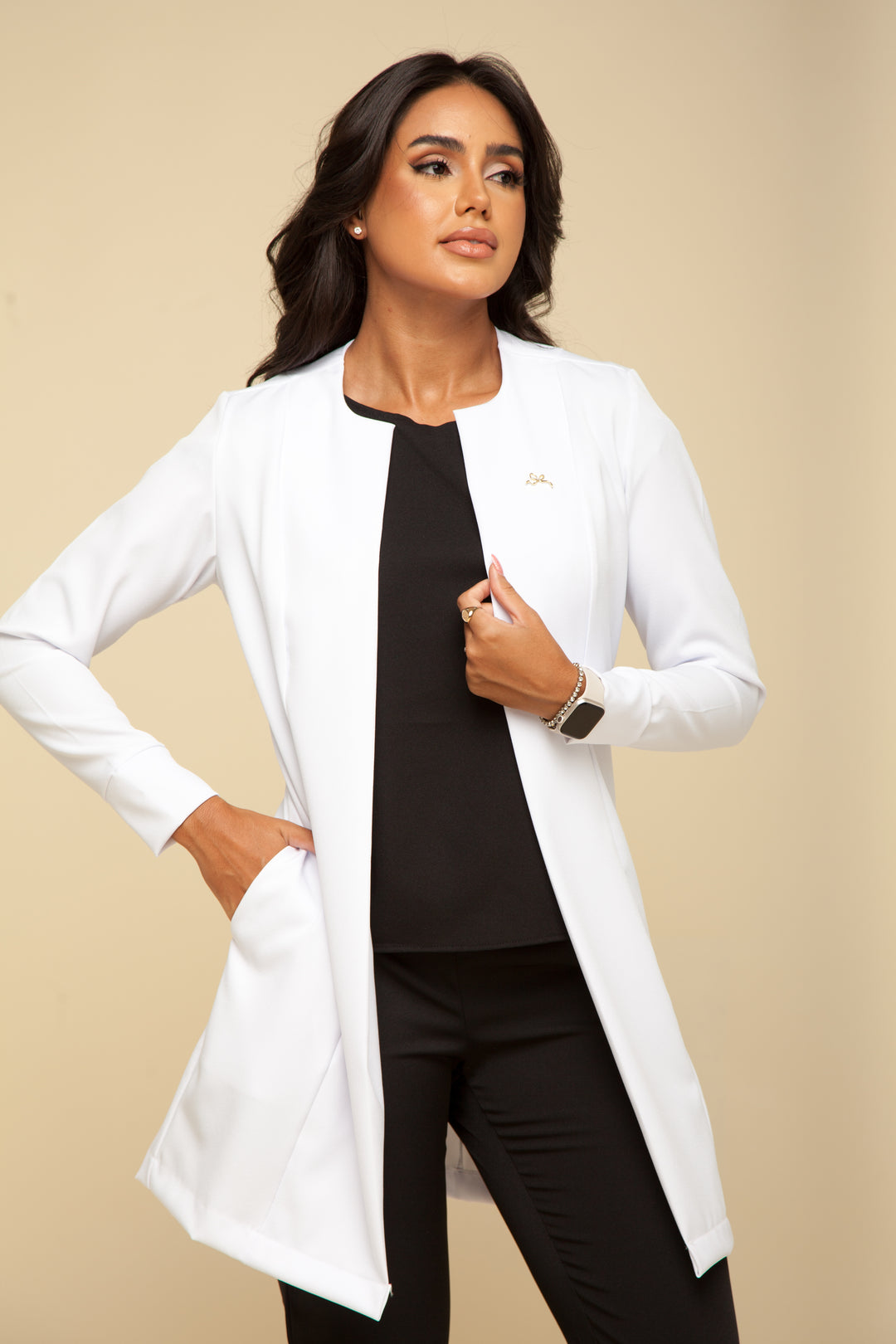 Jaleco Feminino Manga Longa Branco Eva