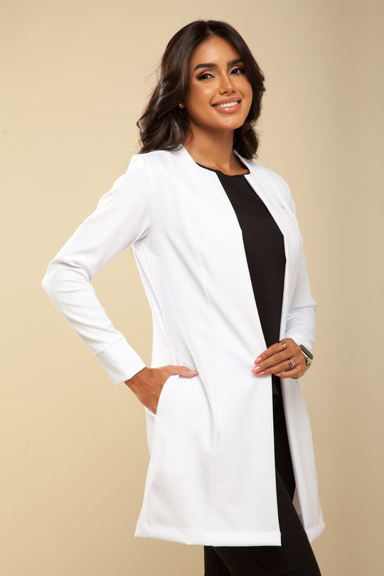 Jaleco Feminino Manga Longa Branco Eva