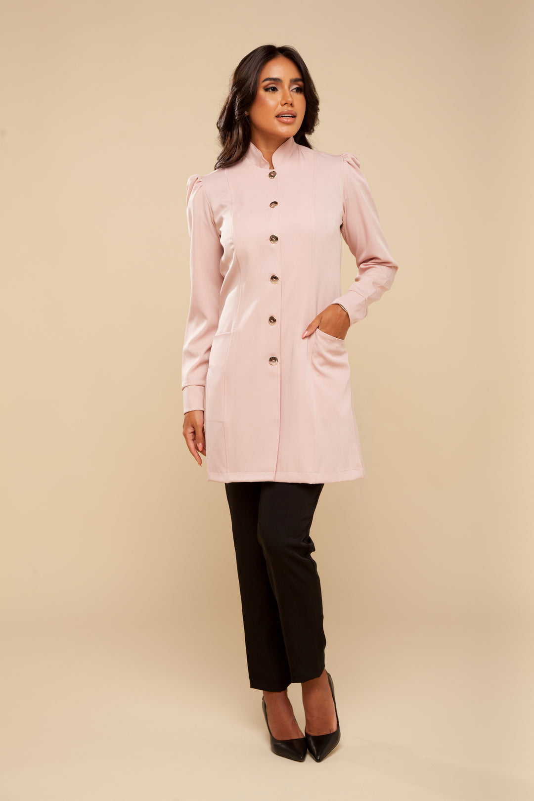 Jaleco Feminino Manga Longa Nude França