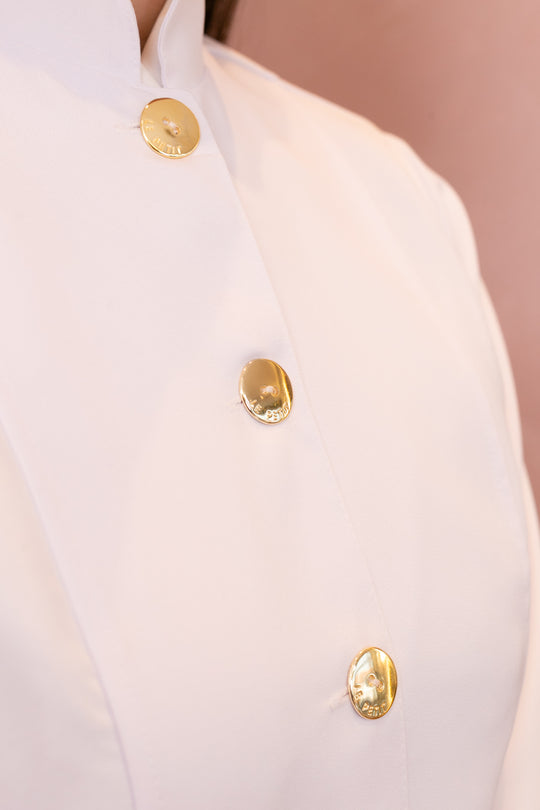 Jaleco Feminino Manga Longa Branco Marselha