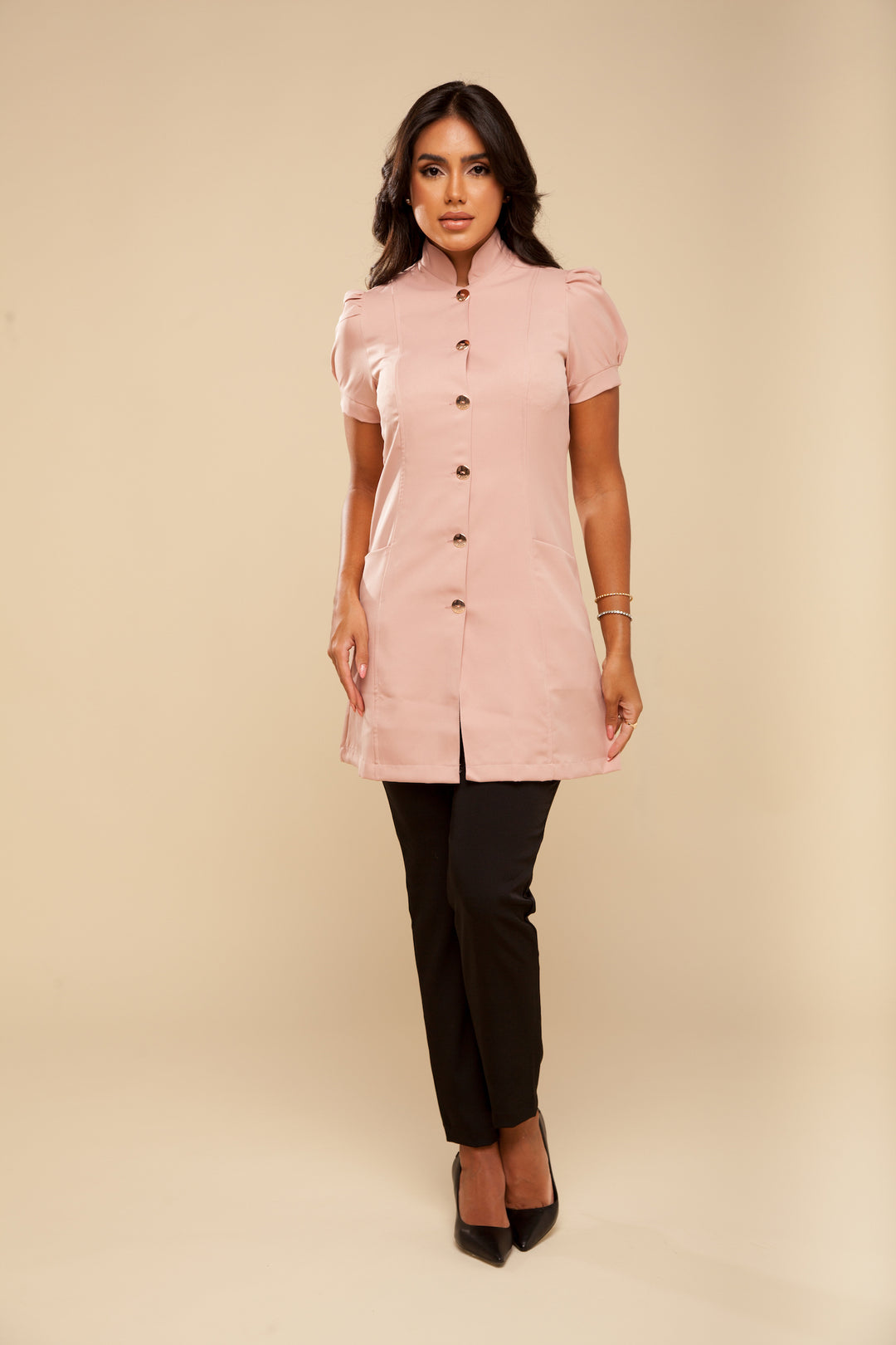 Jaleco Feminino Manga Curta Rosé França