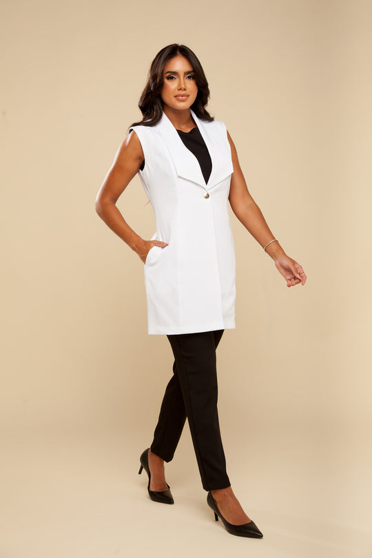 Jaleco Feminino Sem Manga Branco Anne