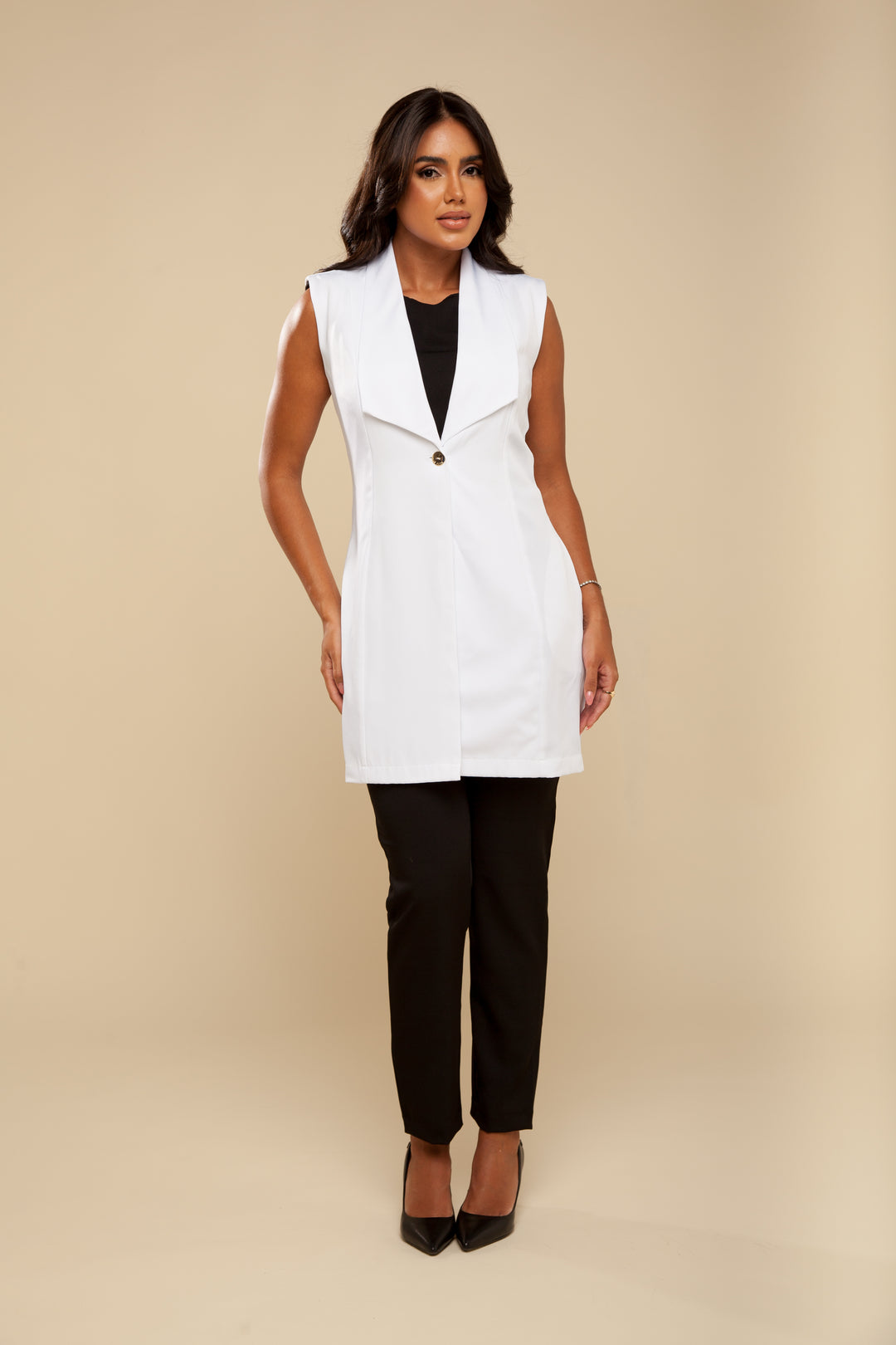 Jaleco Feminino Sem Manga Branco Anne