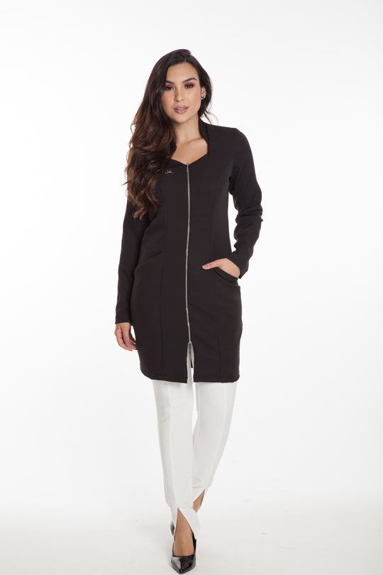 Jaleco Feminino Manga Longa Preto Julie