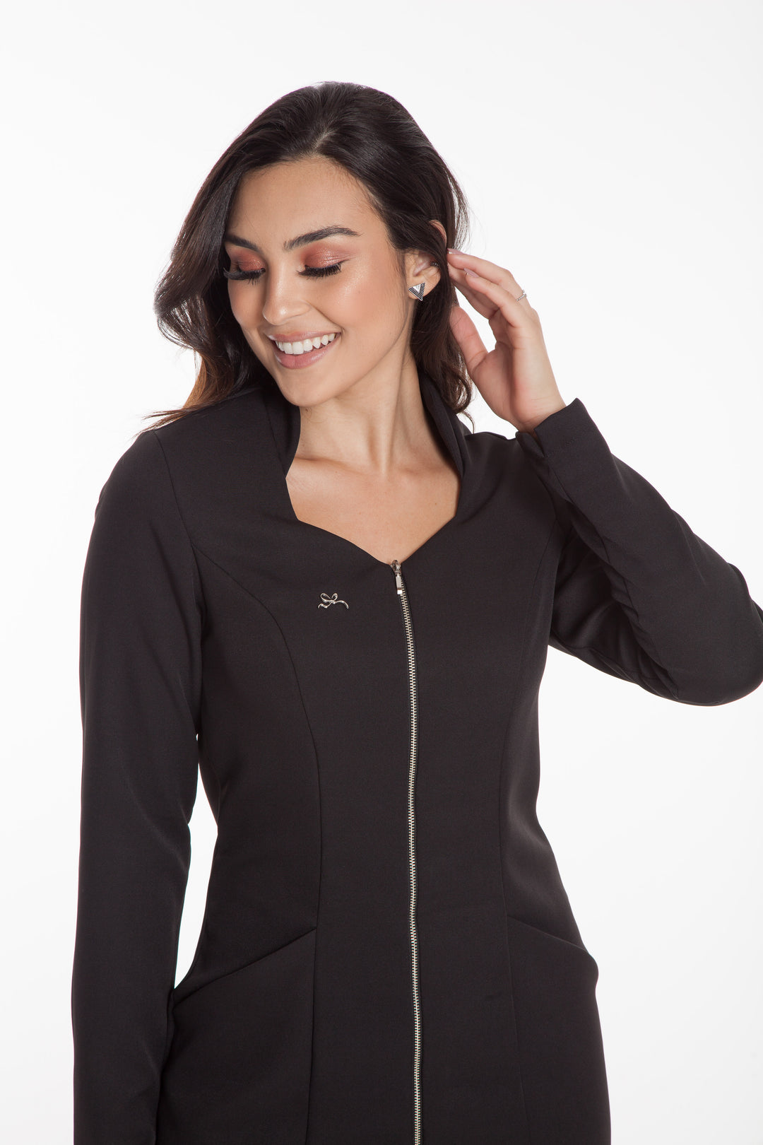 Jaleco Feminino Manga Longa Preto Julie