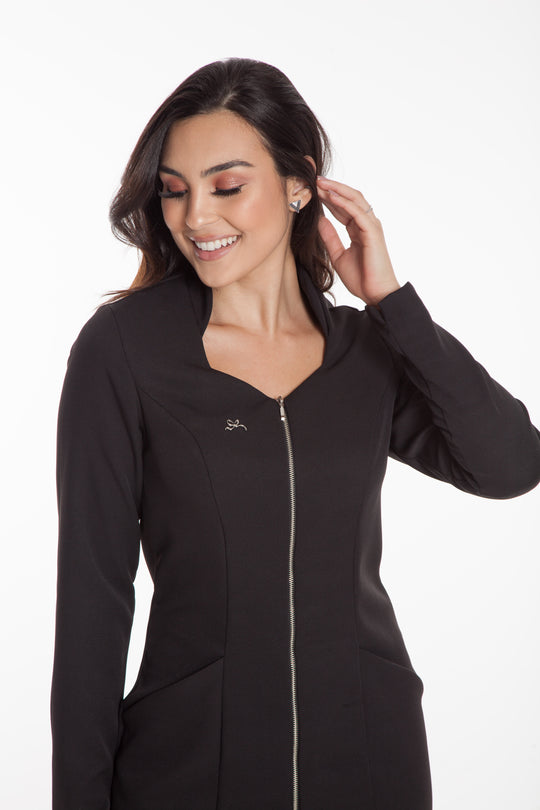 Jaleco Feminino Manga Longa Preto Julie