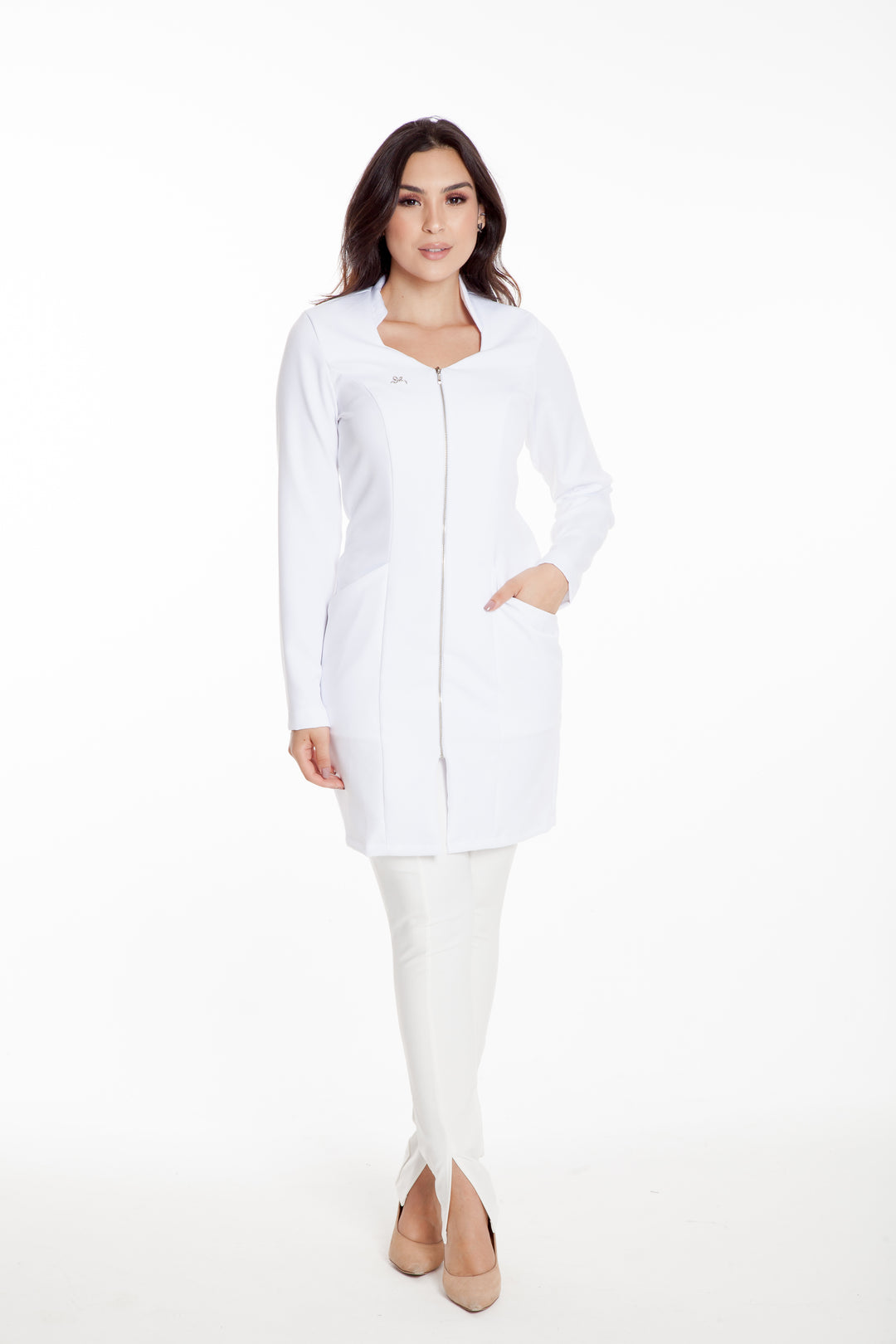 Jaleco Feminino Manga Longa Branco Old Julie | Jalecos Le Petit