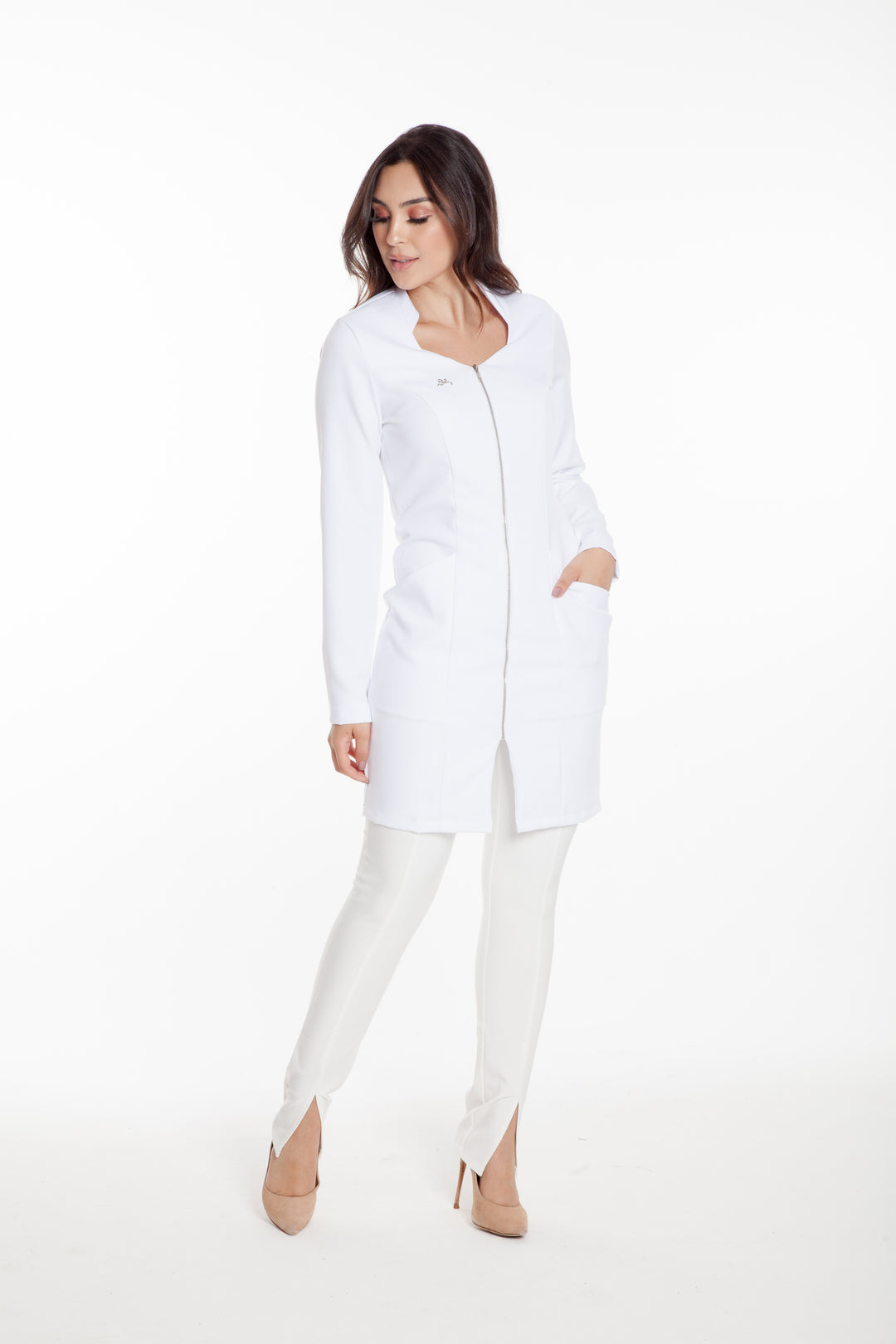 Jaleco Feminino Manga Longa Branco Old Julie | Jalecos Le Petit