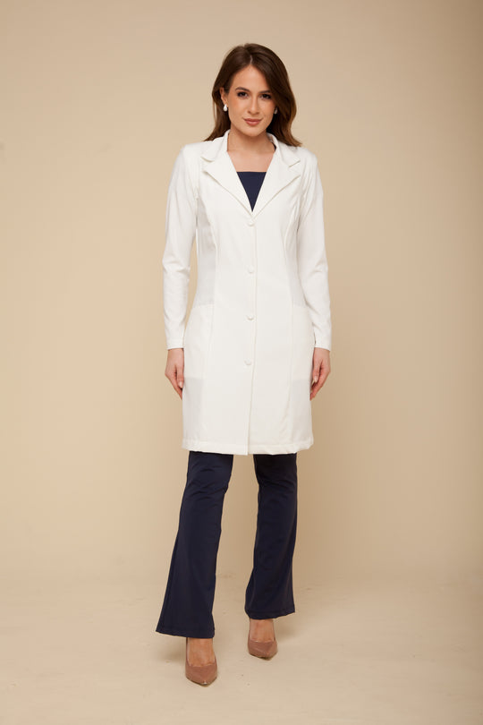 Jaleco Feminino Off White Manga Longa Nice II | Jalecos Le Petit