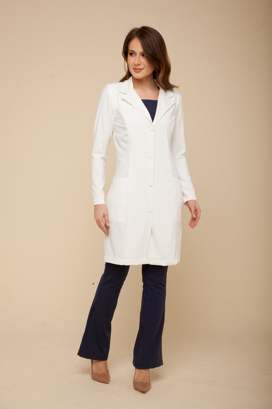 Jaleco Feminino Off White Manga Longa Nice II | Jalecos Le Petit