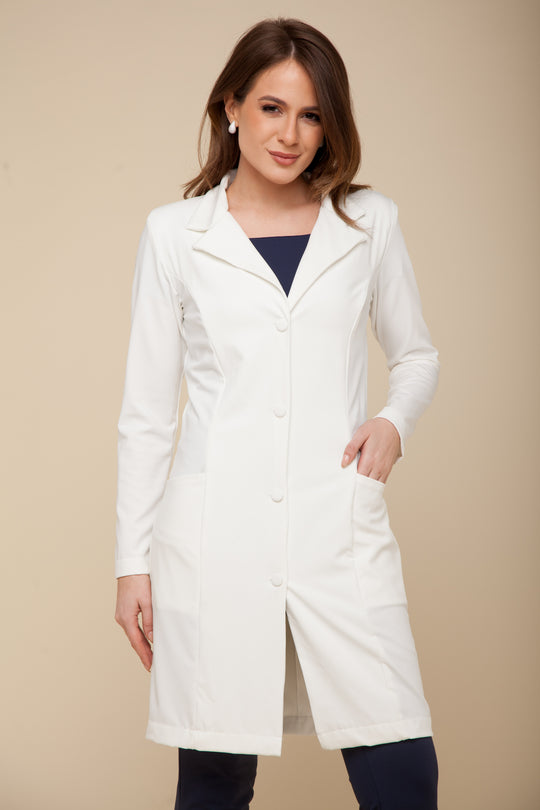 Jaleco Feminino Off White Manga Longa Nice II | Jalecos Le Petit