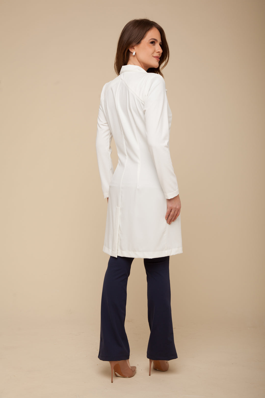 Jaleco Feminino Off White Manga Longa Nice II | Jalecos Le Petit