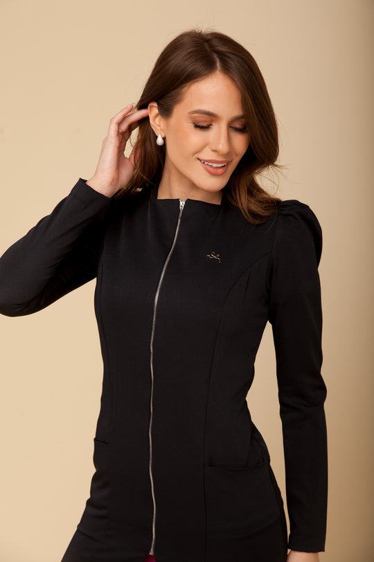 Jaleco Feminino Manga Longa Azul Escuro Lille