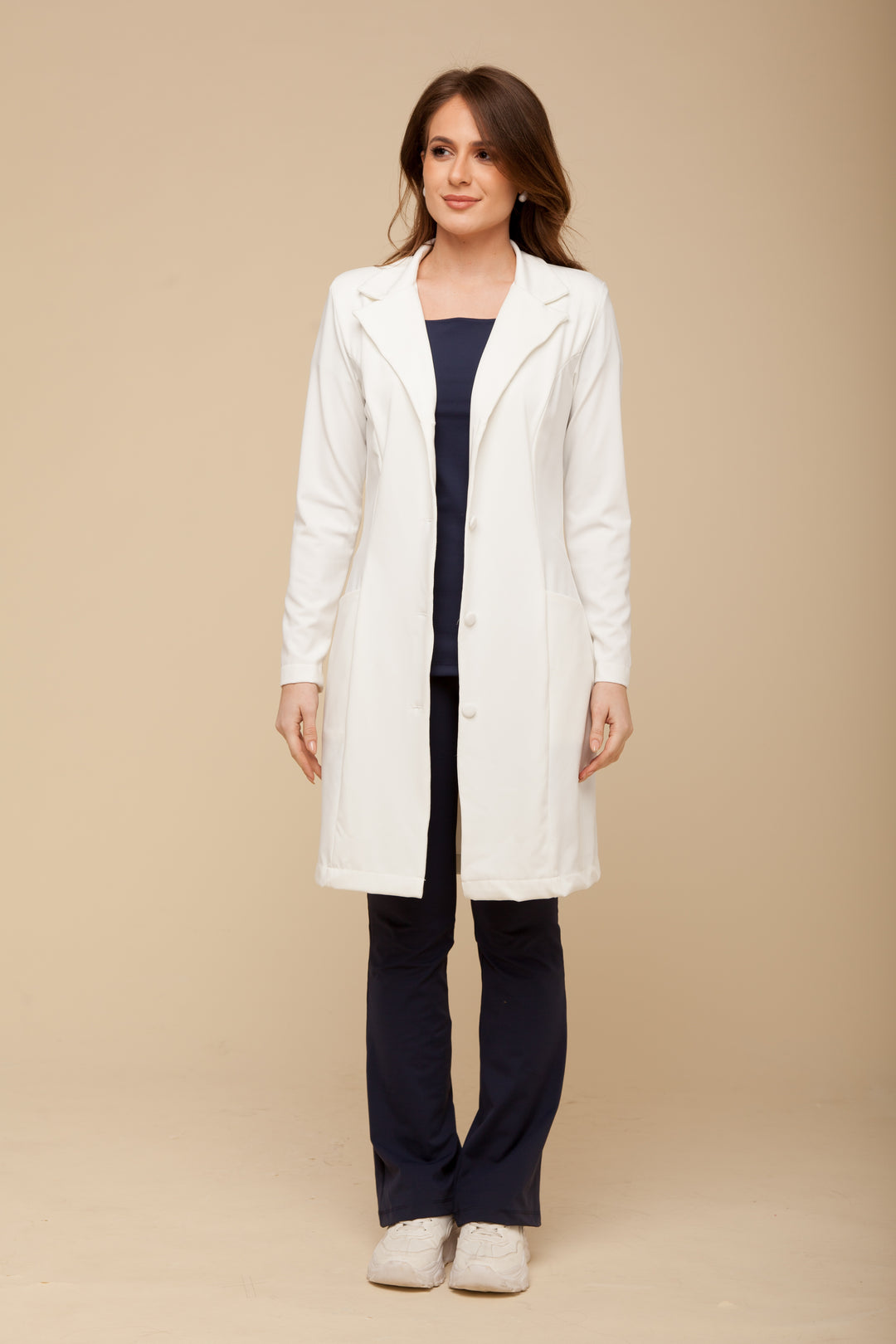 Jaleco Feminino Manga Longa Branco Nice II