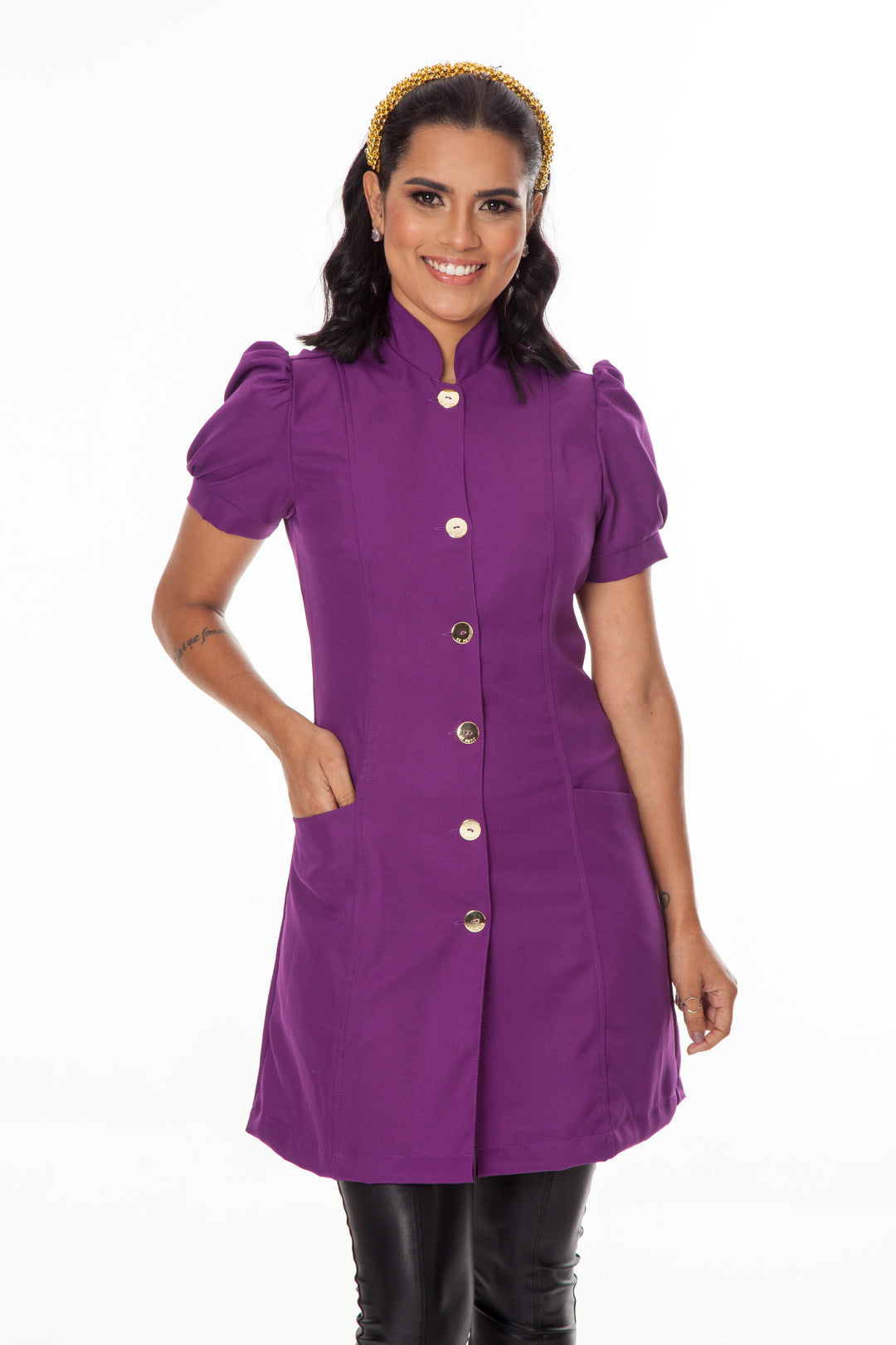 Jaleco Feminino Manga Curta Roxo França