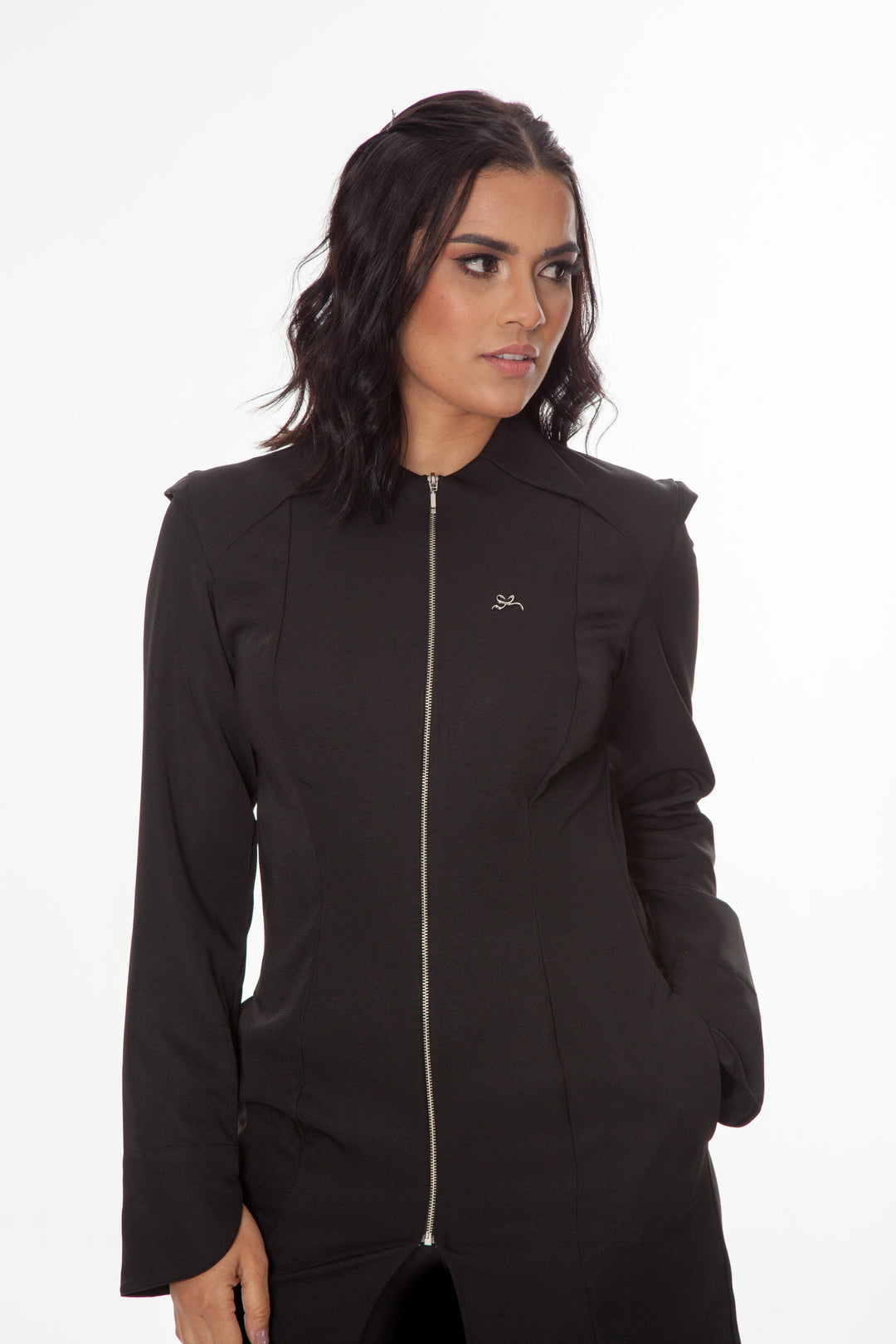 Jaleco Feminino Manga Longa Preto Brigitte