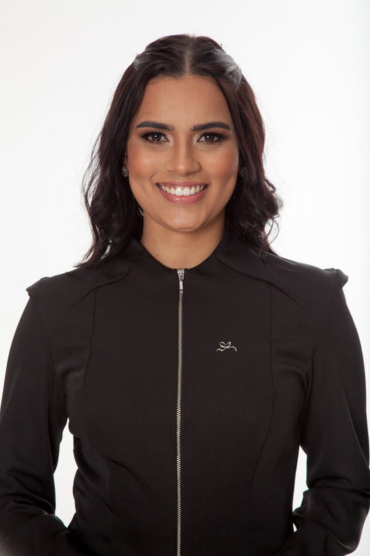 Jaleco Feminino Manga Longa Preto Brigitte