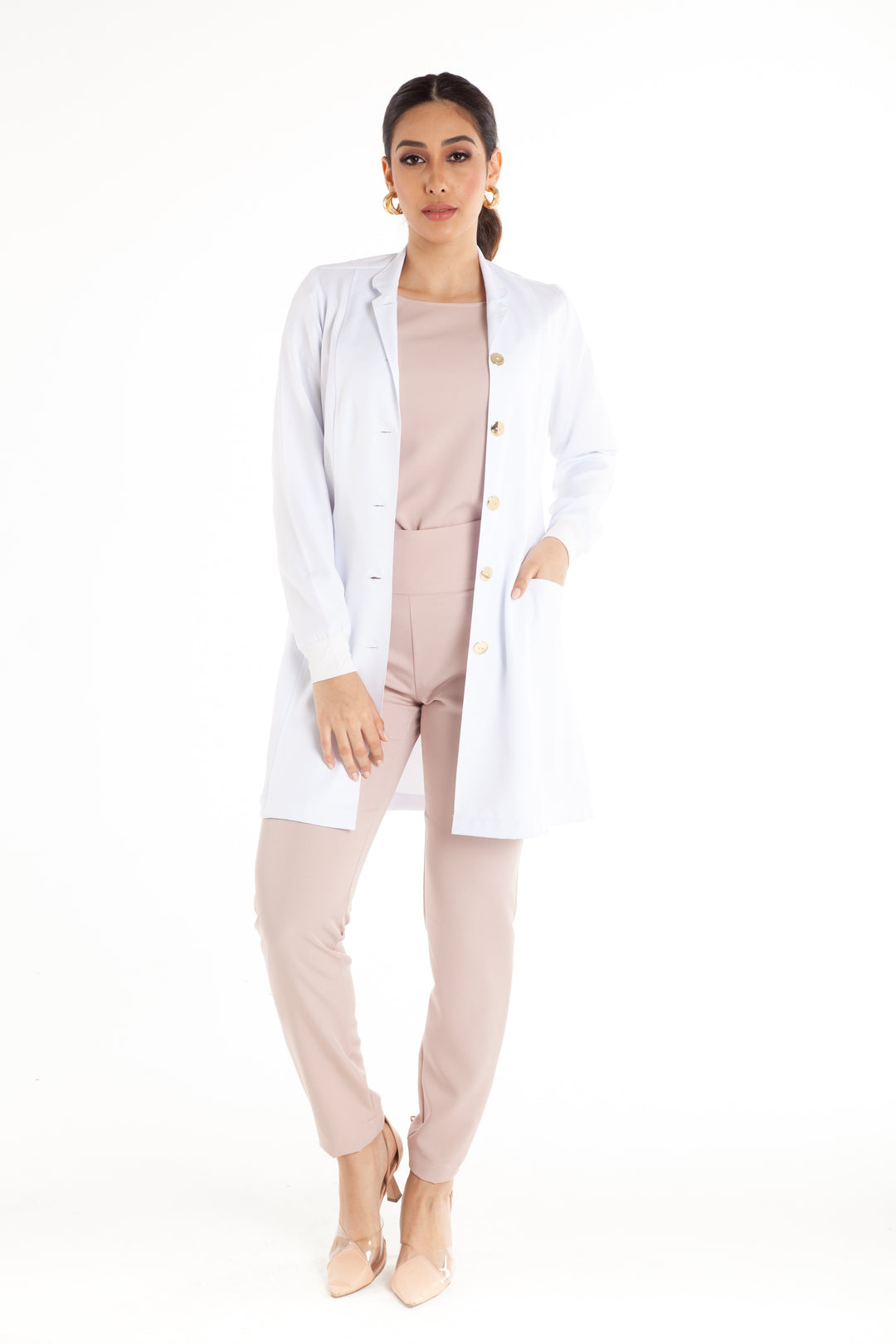 Jaleco Feminino Manga Longa Branco Marselha Old