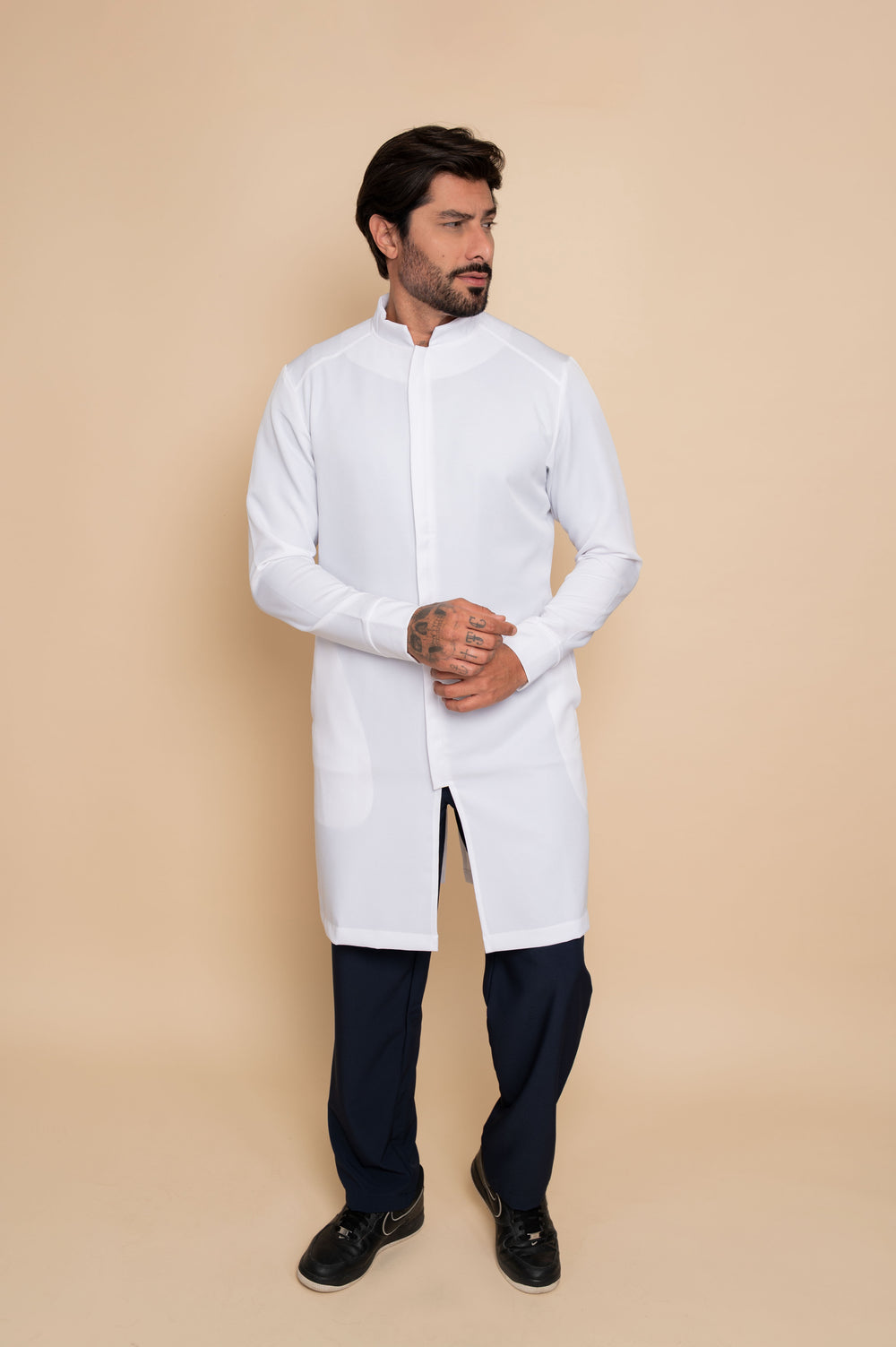Jaleco Masculino Branco Fabrice | Elegância e Conforto Profissional